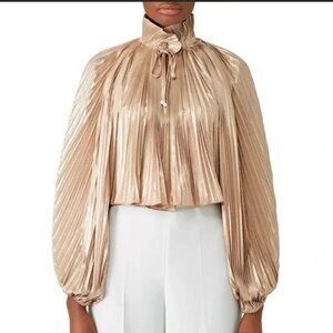 OPENING CEREMONY Metallic Pleated Crop Top Size S | US 4 - Champagne Gold